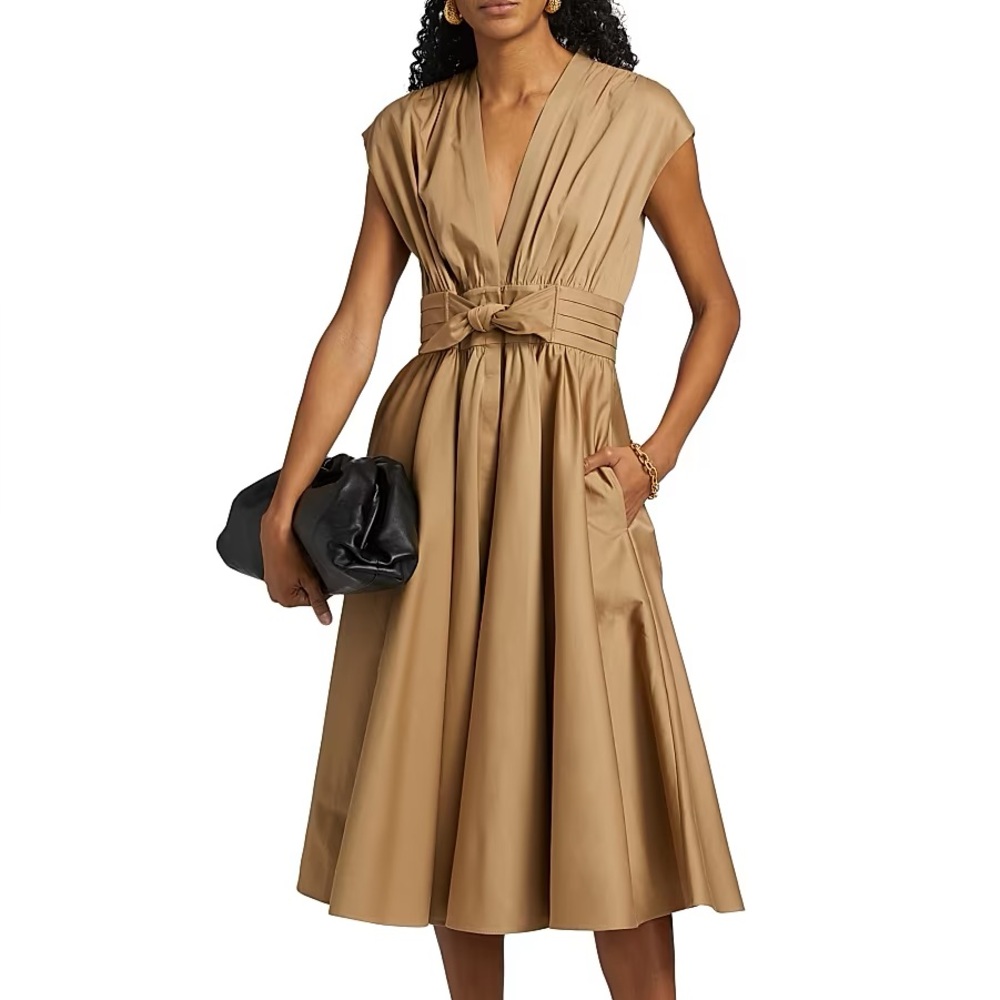 Kobi Halperin Camel Sleeveless Tie-Waist Maxi Dress
